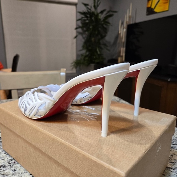 NEW Christian Louboutin Apostropha Petunia Mule 80mm White Size 40 - Picture 7 of 11